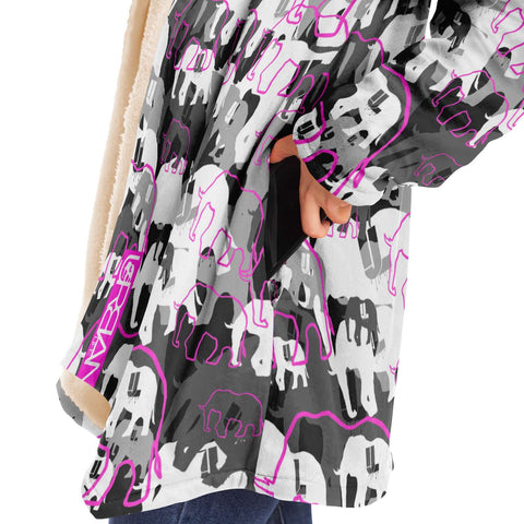 Gray and pink elephatigue long cloak