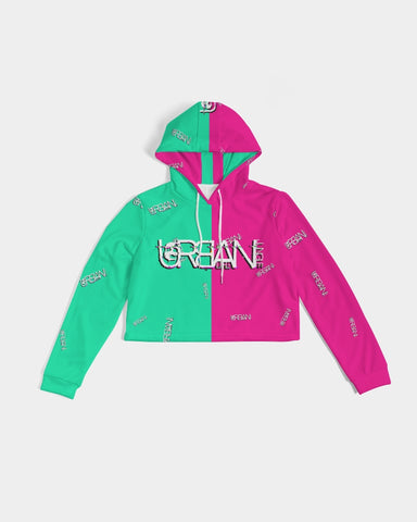 2way teal/pink Women's Cropped Hoodie