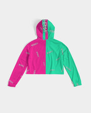 2way teal/pink Women's Cropped Hoodie