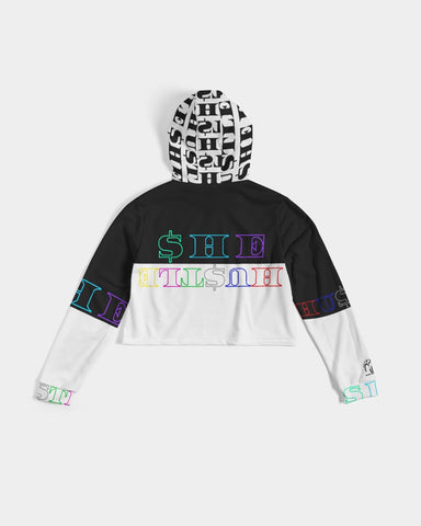 She hustle crop black & white hoodie Women's Cropped Hoodie