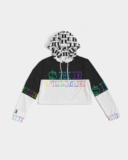 She hustle crop black & white hoodie Women's Cropped Hoodie