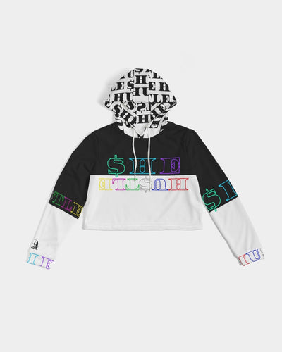 She hustle crop black & white hoodie Women's Cropped Hoodie