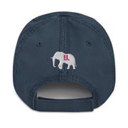 Distressed SHE HUSTLE Dad Hat WHITE STITCH