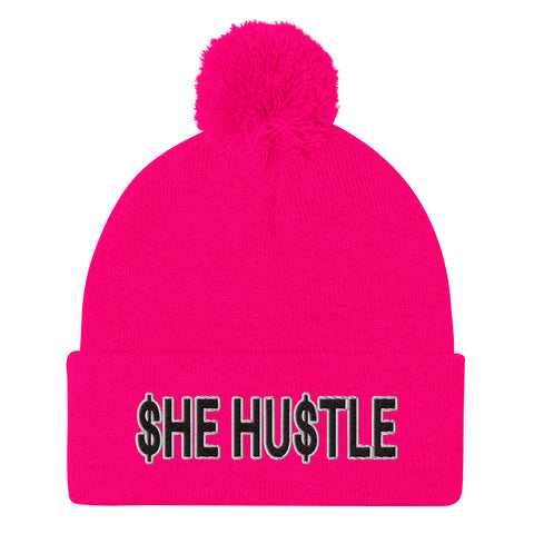 She Hustle Pom-Pom Beanies