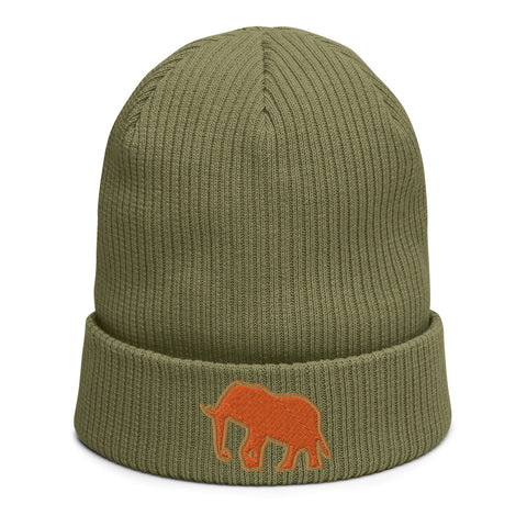 Orange outline Organic ribbed beanie
