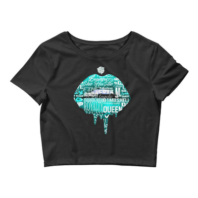 Dripping graffiti kiss teal Crop tee