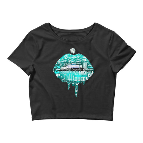 Dripping graffiti kiss teal Crop tee